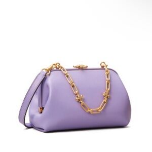 Tory Burch Lavender Clutch with Gold Chain